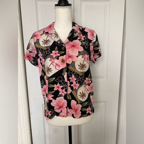 80s/ 90s Caribbean Joe Hawaiian Shirt with Coconut Buttons - Picture 2 of 10